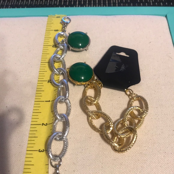 Vintage Green Bauble Silver/Gold Tone Bracelet - Picture 4 of 16
